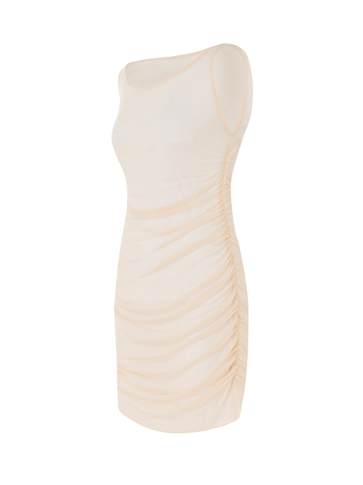 knee length dresses for ladies CREAM LONG SLEEVE MESH DRESS