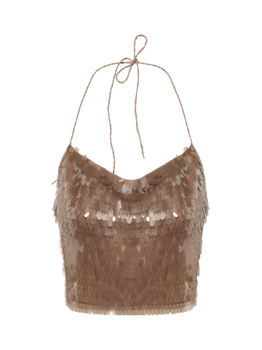 Brown Sequins Top