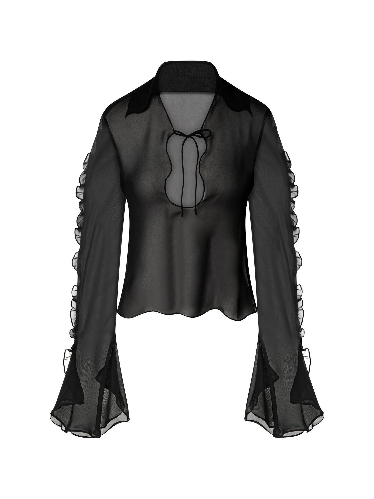 Sheer Black Ruffless Top