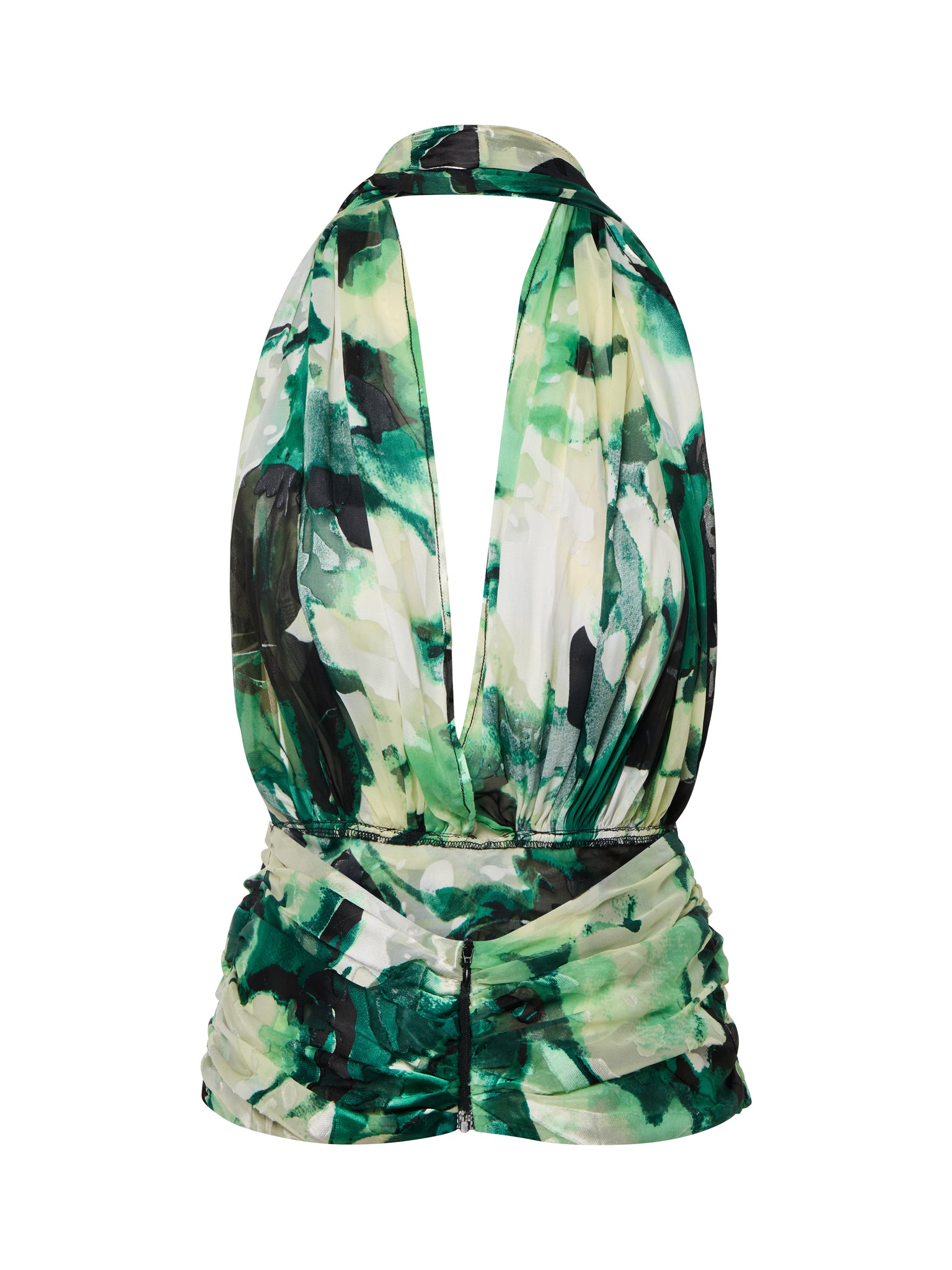 Green Floral Halter Top