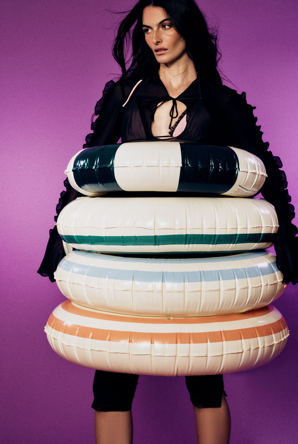 Sheer Black Ruffless Top